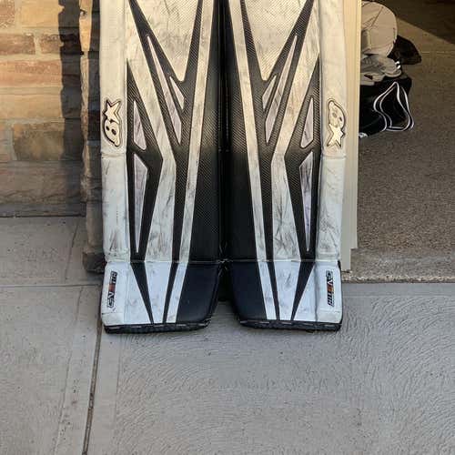 White Used 34" Brian's Gnetik Pro 3  Goalie Leg Pads
