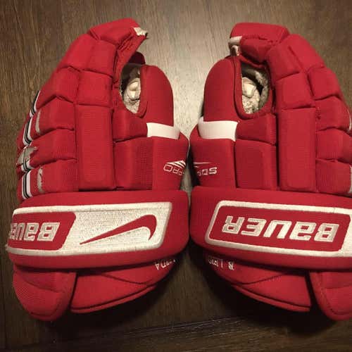 Red Wings Brett Lebda Used Bauer SPDPRO 14" Pro Stock Gloves