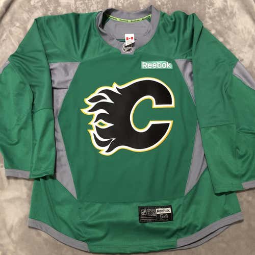 Team Issued Reebok 3.0 Calgary Flames Green Practice Jersey Sz 54