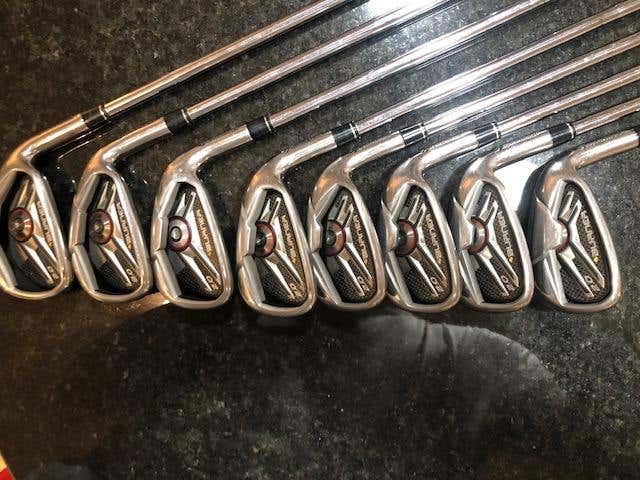 Used Mens TaylorMade Right Handed Burner 2.0 Iron Set (8 Clubs) Stiff Flex Steel Shaft