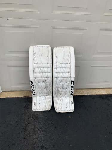 ACCEPTING OFFERS!! White Used 35" CCM Extreme Flex E3.9  Goalie Leg Pads