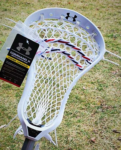Under Armour Command X Lacrosse Head Strung w/ USA Made Semi-Soft Mesh & USA Fire Thread Strings