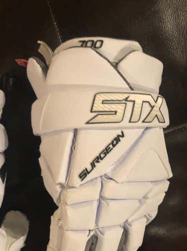 REDUCED White New Player STX Surgeon 700 13” Lacrosse Gloves LAX LARGE WHITE