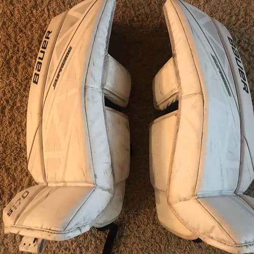White Used 28" Bauer Supreme S170 Goalie Leg Pads
