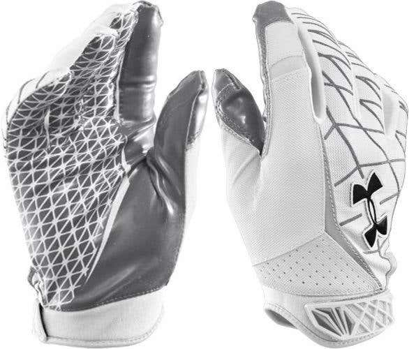 Under Armour UA warp speed Football Gloves mens S/small white/grey