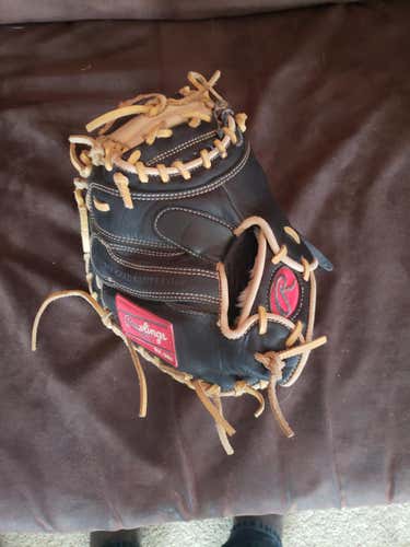 Black Used High School/College Rawlings Right Handed Catcher's Gold Glove Elite Baseball Glove 32.5"