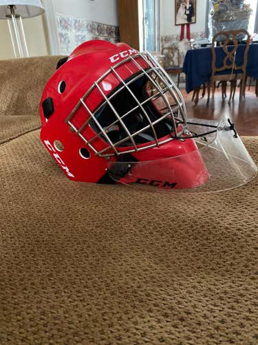 Red Senior CCM 9000 Pro Stock Goalie Mask