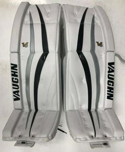 New Vaughn 1100 senior ice hockey goalie leg pads 35+2 Sr Velocity V6 Black/Sil