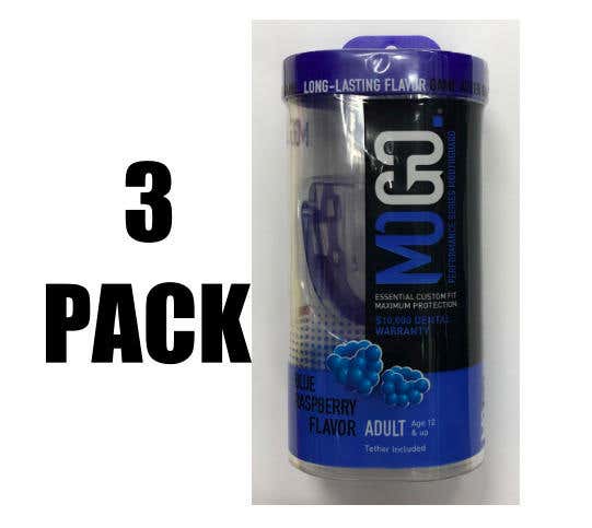 3 Pack MoGo M1 Adult Blue Raspberry sports mouthguard flavored sport mouth sr