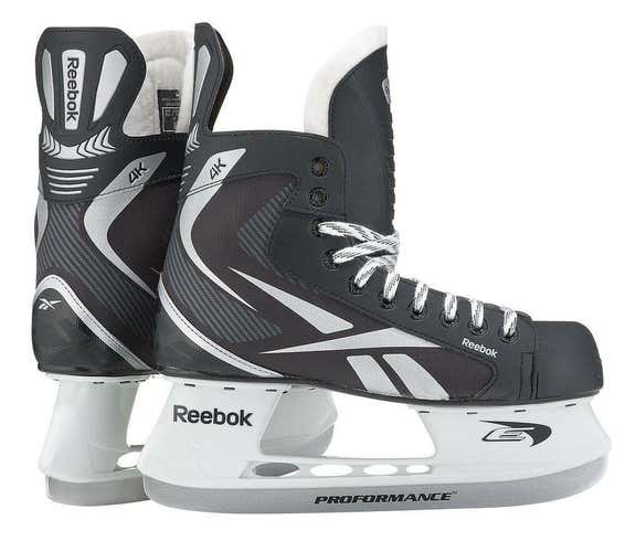 New Reebok 4k Ice Hockey Player Skates Youth size 12 D black skate yth kids