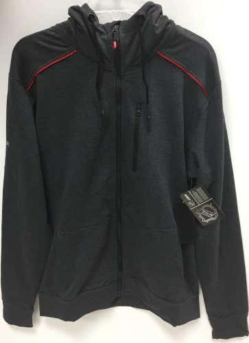 New Reebok Hoodie Zip-up Sweater Mens Small Adult NHL Zipper dark gray/red