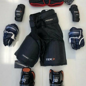 New junior medium pants gloves shin elbow shoulder set Jr. ice hockey equipment