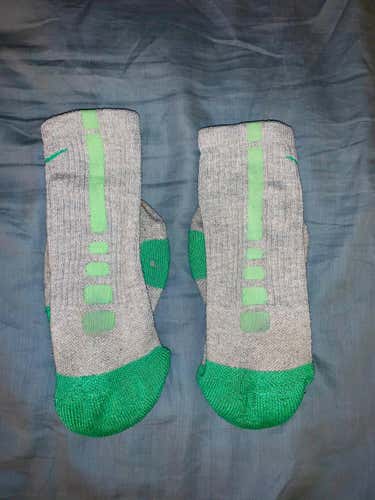Gray Green Nike Elite Socks - Large