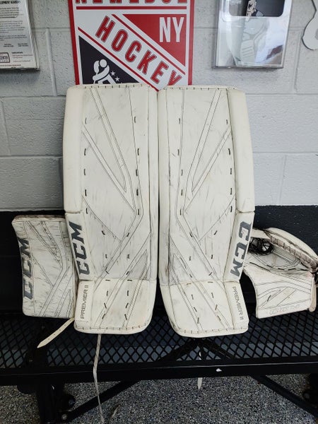 White Used Senior 34+2 " CCM Regular Premier II Pro Goalie Full Set Pro Stock