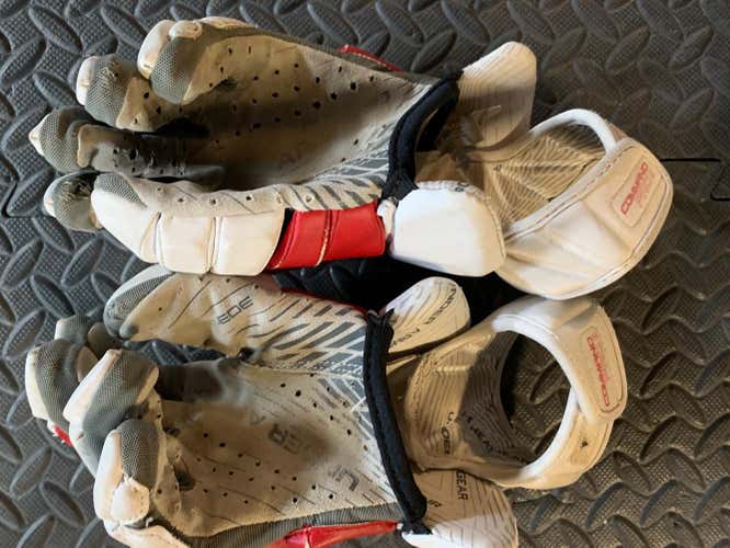 Red Used Player Under Armour Command Lacrosse Gloves 10"