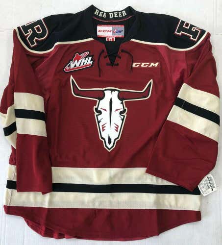 New Authentic Pro Stock CCM Red Deer Rebels Hockey Player Jersey 58 7287 WHL CHL