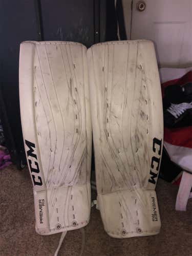 White Used 35" CCM Premier R1.9  Goalie Leg Pads