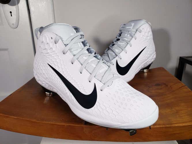 Nike Zoom Trout 5 Metal Baseball Cleats White Black Mens Sz 11