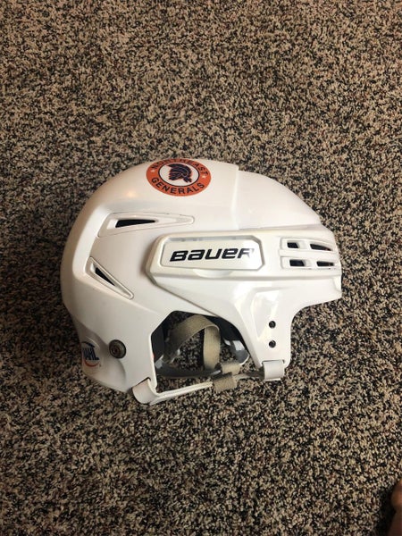 NAHL White Used Small Bauer Re-Akt 75 Pro Stock Helmet