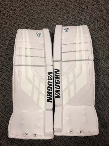 White New 33" Plus 2 Vaughn Velocity VE8 Pro Goalie Leg Pads