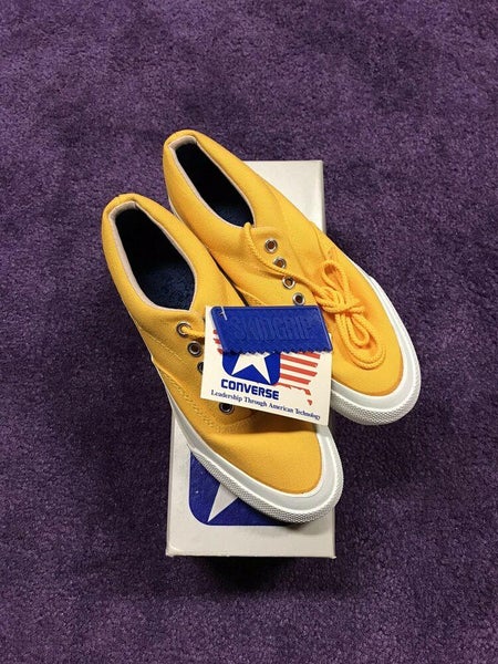 Vintage 80s Converse Skidgrip Sneakers Boys Size 3 Canvas Yellow