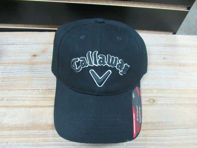 2019 CALLAWAY HERITAGE TWILL BLACK/WHITE ADJ PERFORMANCE GOLF CAP / HAT UPF 30+