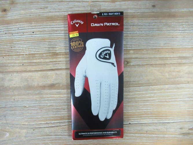 BRAND NEW CALLAWAY MEN'S DAWN PATROL WHITE GOLF GLOVE L REGULAR LEFT HAND