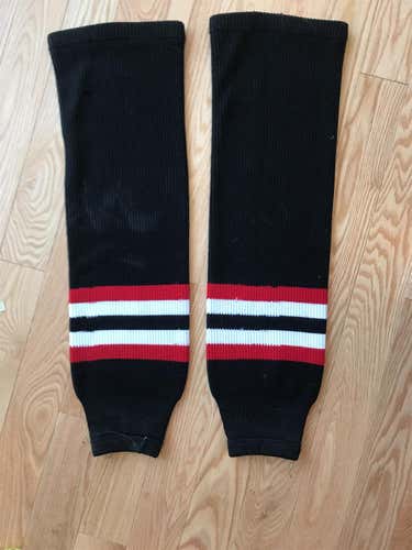 Black/Red/White Senior  27.5” Hockey Socks