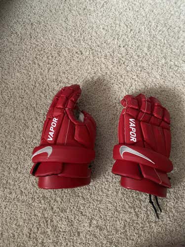 Red Used Player Nike Vapor Lacrosse Gloves 13"