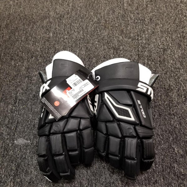 Black New Player STX Cell III Lacrosse Gloves 14"