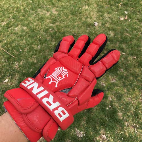 Red Used Player Brine King Superlight II 12" Lacrosse Gloves