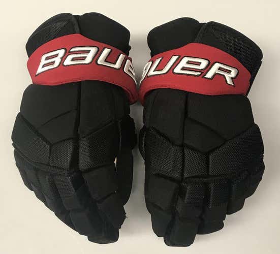 Bauer Supreme 2s Pro Stock Custom Hockey Gloves 13" NU Huskies #9 Worn Once (6036)