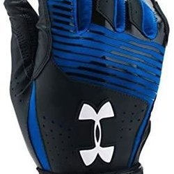 Black New YOUTH Small Under Armour Clean UP Batting Gloves BLK/BLUE