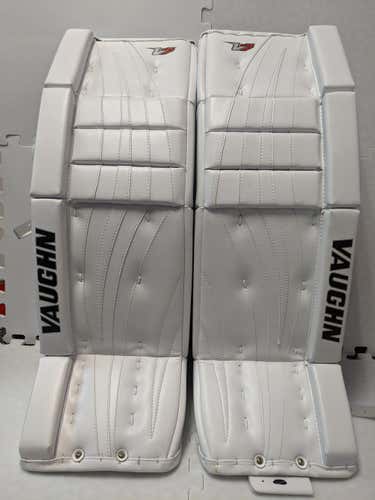 White New Intermediate 32+2" Vaughn Velocity V7 Goalie Leg Pads