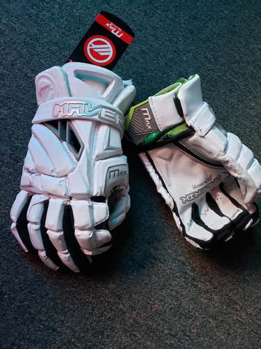 White New Player Maverik Max 2 Lacrosse Gloves 13"