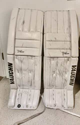 White Used Senior 35" Vaughn Velocity XFP Pro Goalie Leg Pads