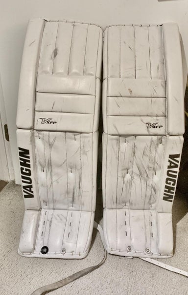 White Used Senior 35" Vaughn Velocity XFP Pro Goalie Leg Pads