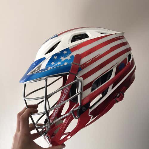 White With American Flag WrapUsed Cascade R Helmet