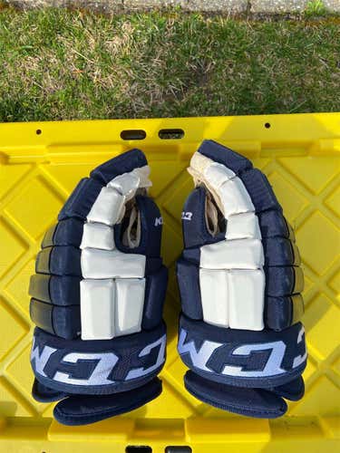 Blue Used CCM Classic Pro 4-Roll 14" Pro Stock Gloves