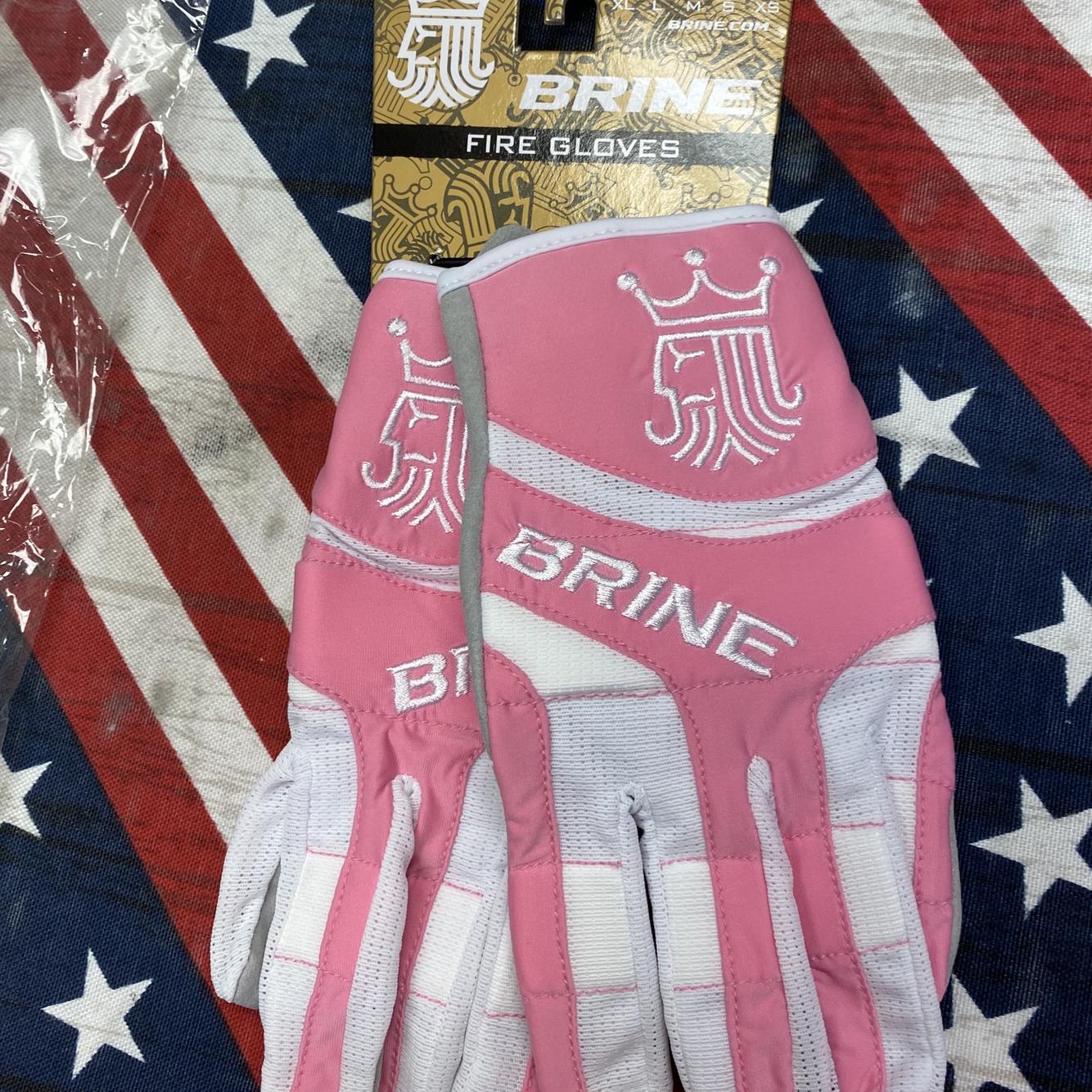BRINE FIRE LaCrosse Gloves Pink White Womens Medium Free Ship 