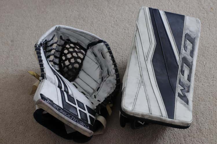 Pro Stock CCM Extreme Flex III Blocker and Vaughn Velocity VE8 Pro Carbon Glove