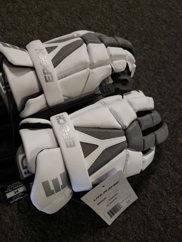 White New Player Epoch ID 12" Lacrosse Gloves 12"