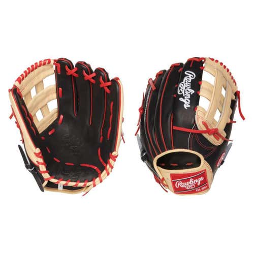 Black New High School/College Rawlings Right Handed Outfield Heart of the Hide Baseball Glove 13"