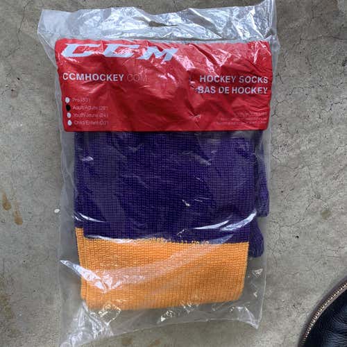 LA Kings Purple And Gold Senior Large CCM Socks