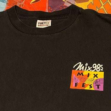 Vintage 90s 98.5 Music Festival T Shirt Adult Black Blondie Train USA | SidelineSwap