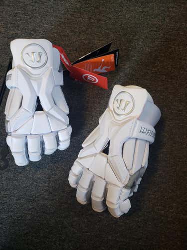 White New Player Warrior Burn Pro Lacrosse Gloves 12"
