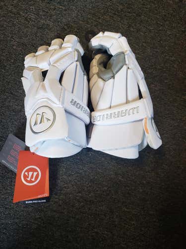 White New Player Warrior Burn Pro Lacrosse Gloves 13"
