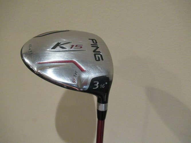 PING K15 SF TEC 16* FAIRWAY WOOD #3 FACTORY GRAPHITE SOFT REG / SENIOR NEW GRIP