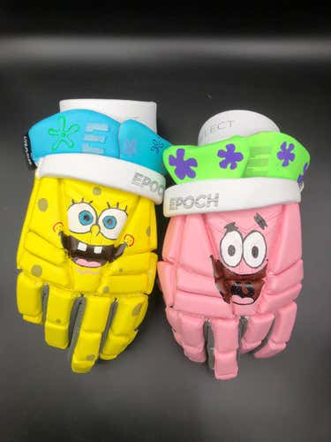 Custom Painted Spongebob & Patrick Epoch Integra Select Lacrosse Gloves 13"