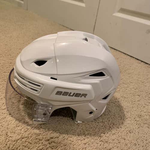 White New Medium Bauer Re-Akt 200 Pro Stock Helmet